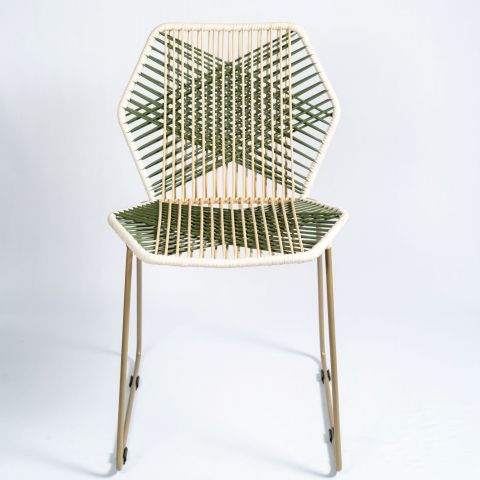 sillas tejidas, sillas en mimbre Color de estructura Cobrizo Numero de  colores Tricolor Color de PVC grupo 3 amarillo
